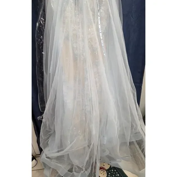 XO By Sophia Exclusive Light Sky Ice Blue Corset Long Prom Formal Dress Size 4 - Picture 14 of 16